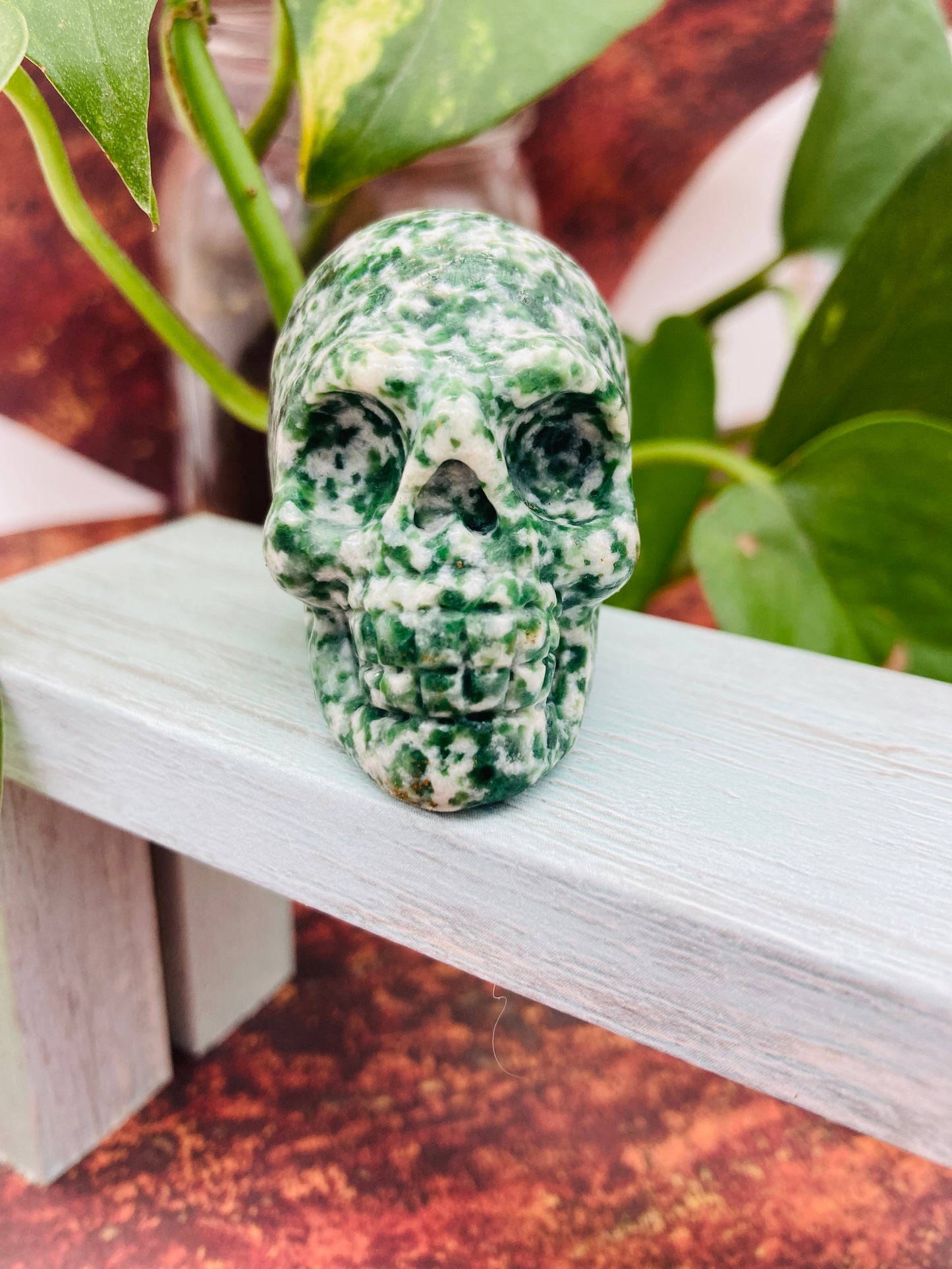 Moss Agate Skull 3