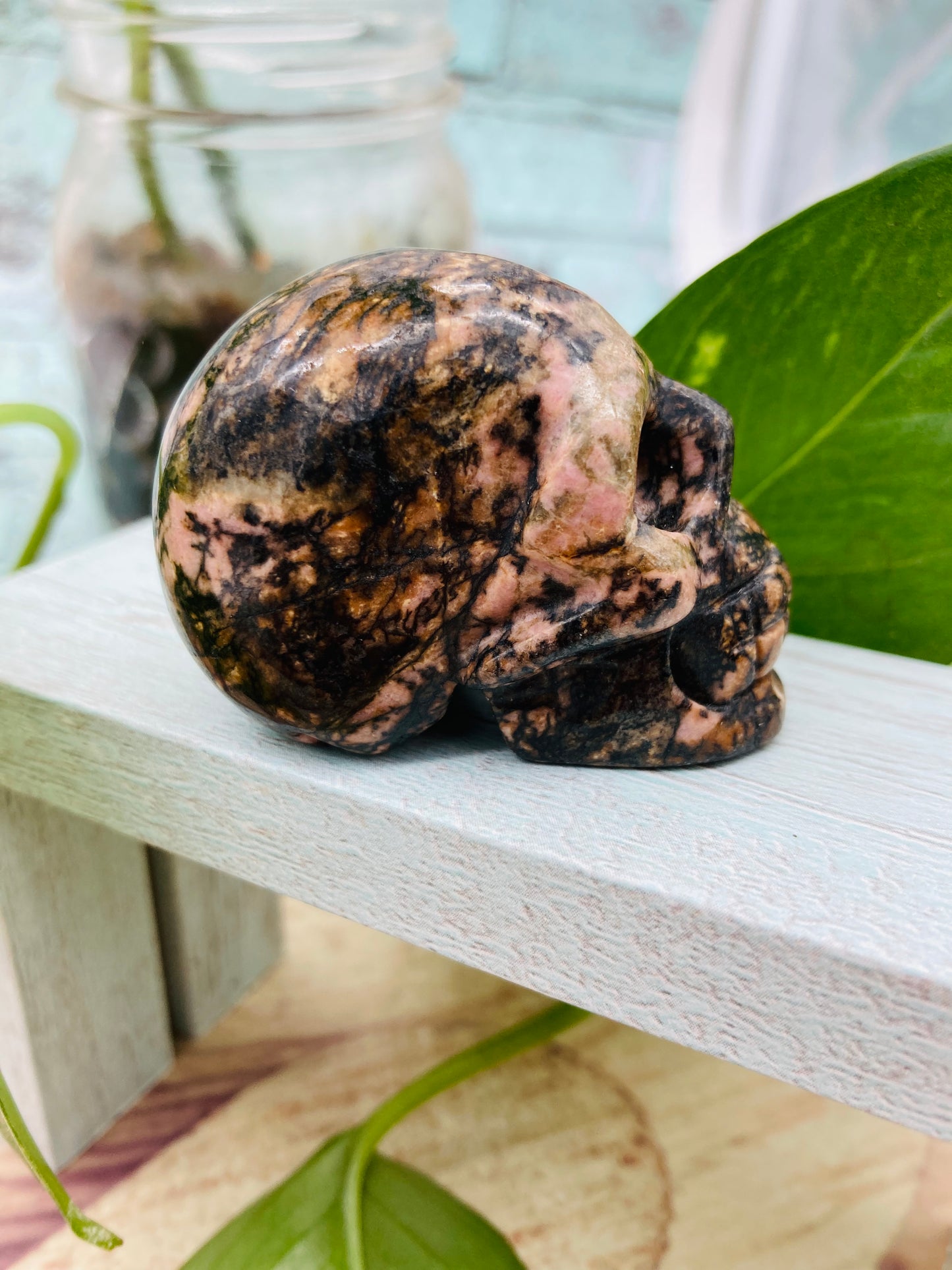 Rhodonite Skull
