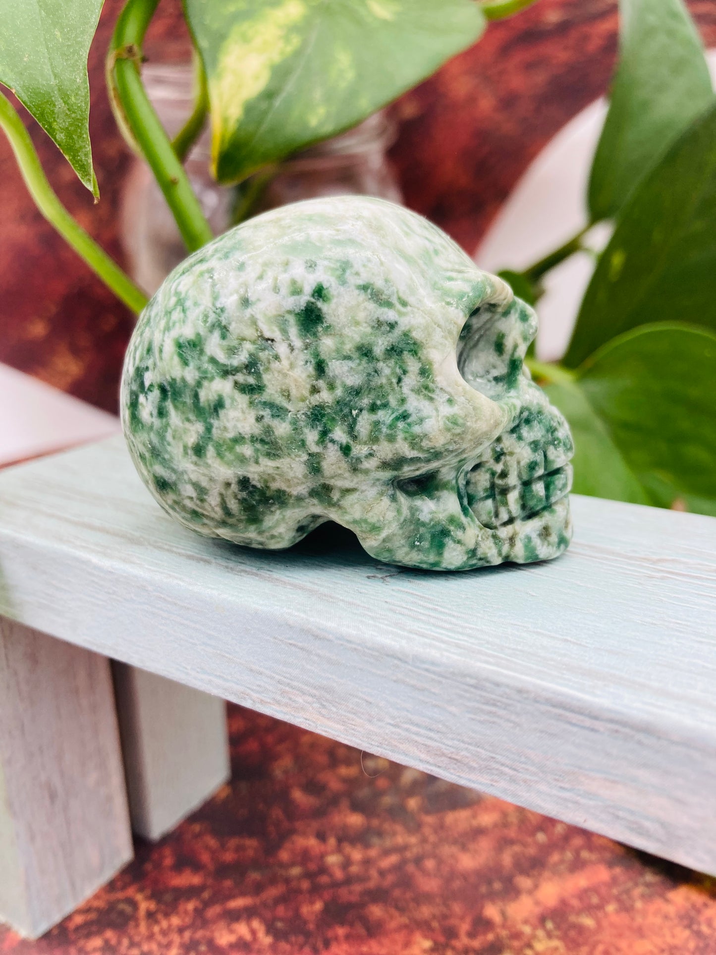 Moss Agate Skull 2