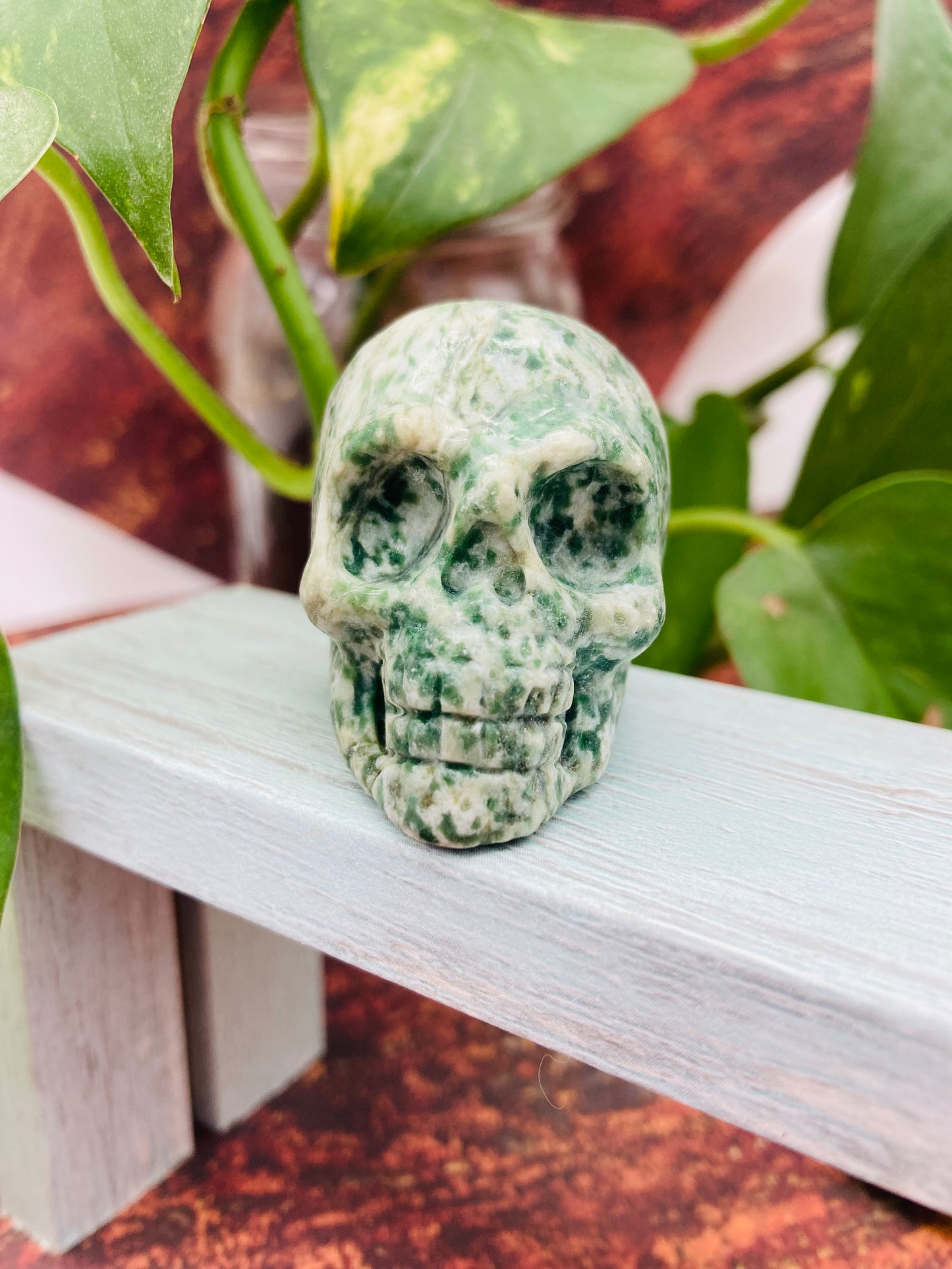 Moss Agate Skull 2