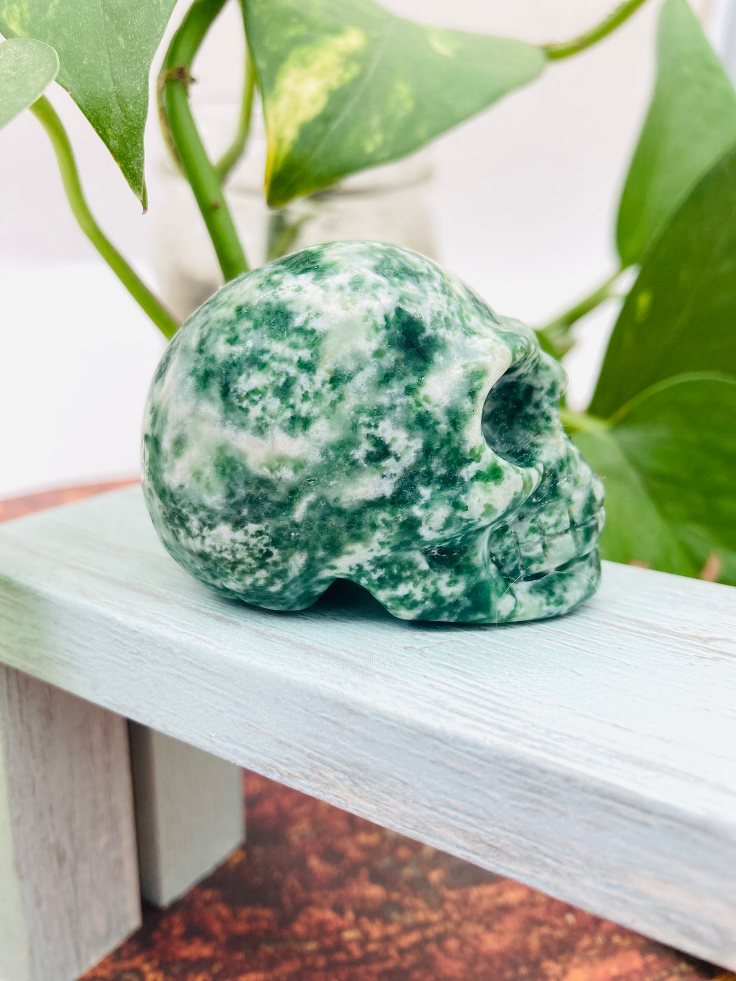 Moss Agate Skull 1