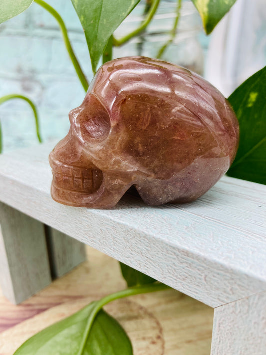Strawberry Quartz Skull