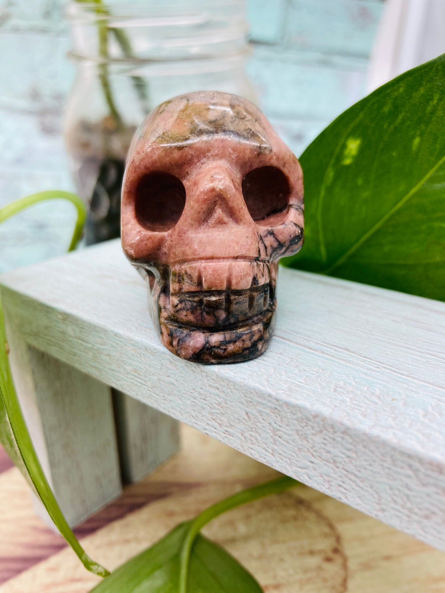 Rhodonite Skull