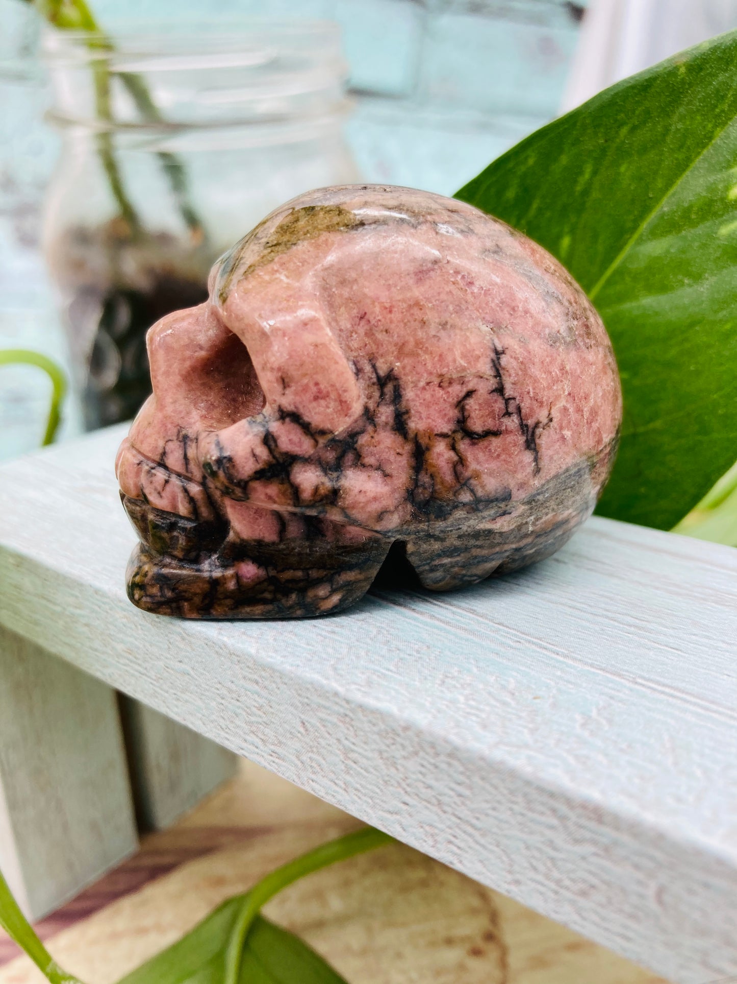 Rhodonite Skull