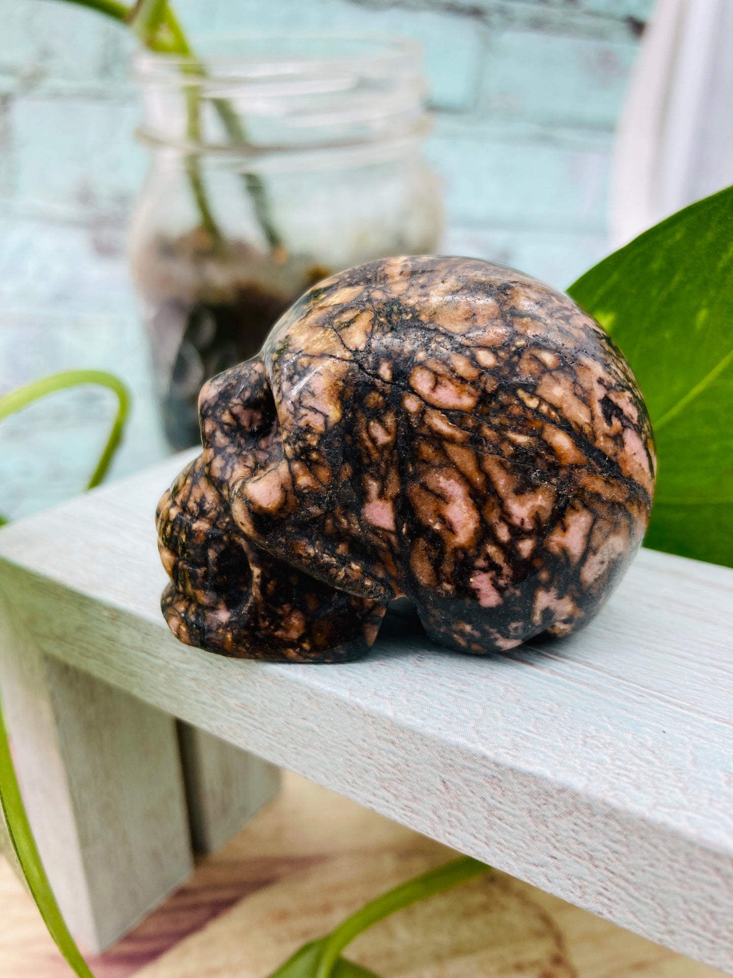 Rhodonite Skull
