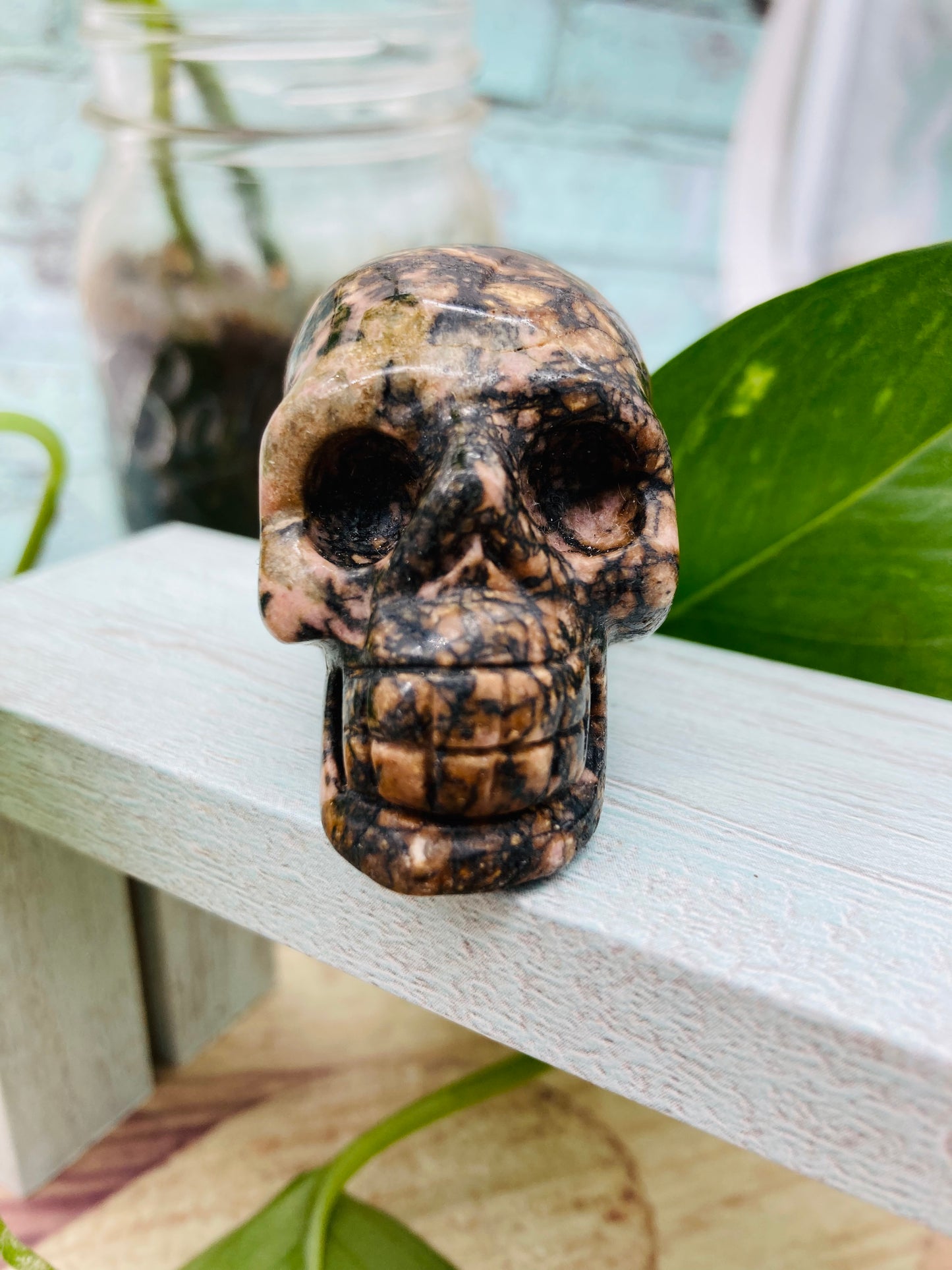 Rhodonite Skull
