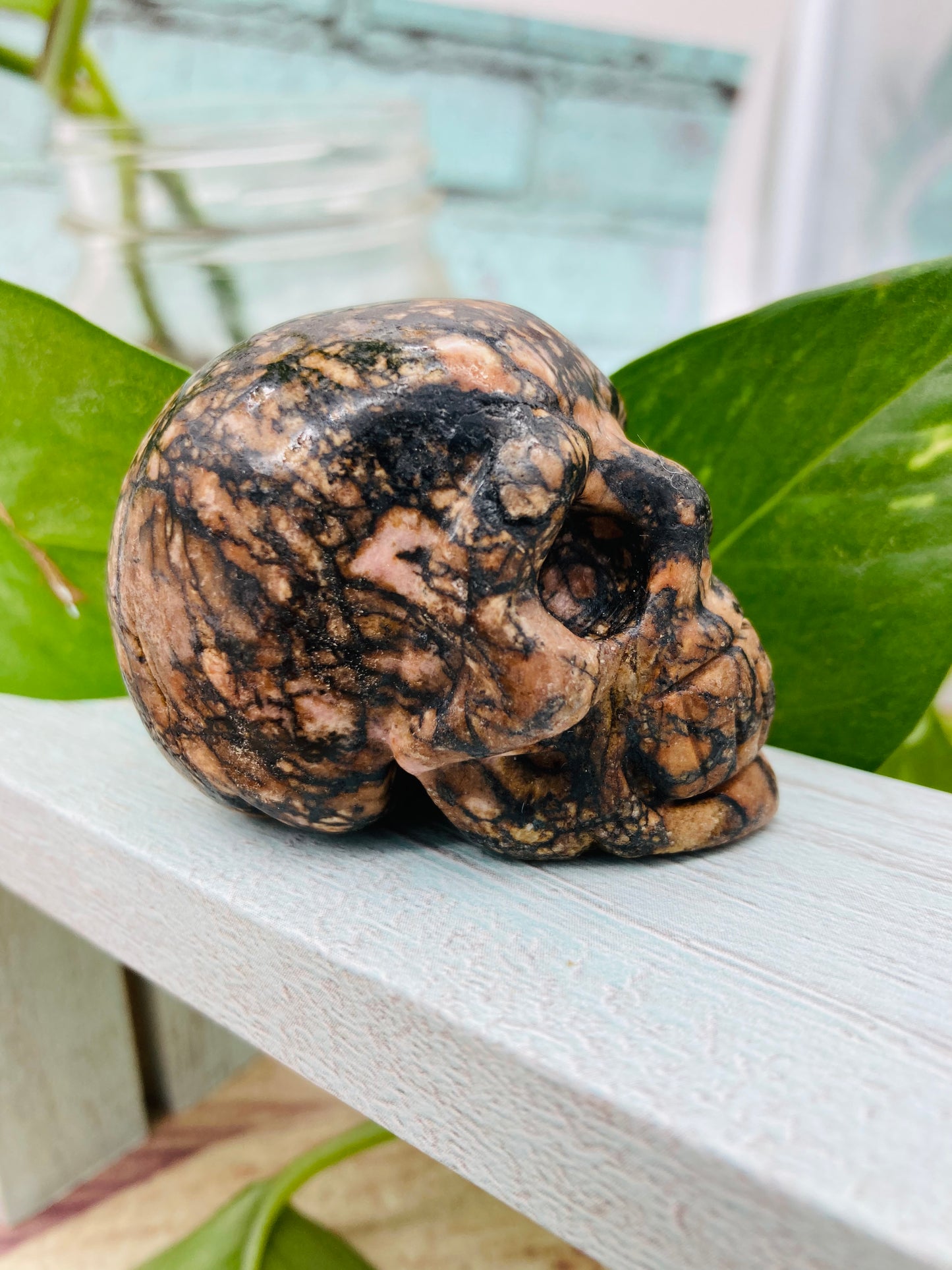 Rhodonite Skull