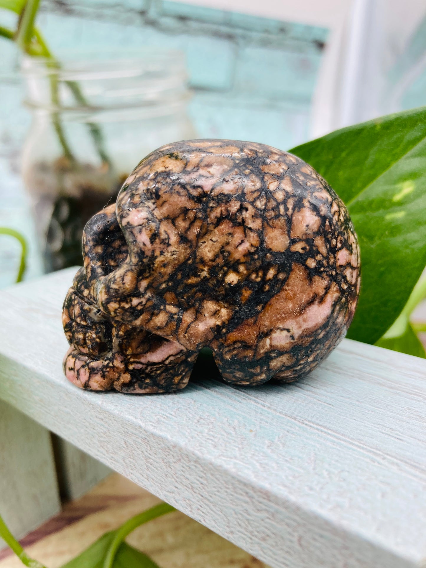 Rhodonite Skull