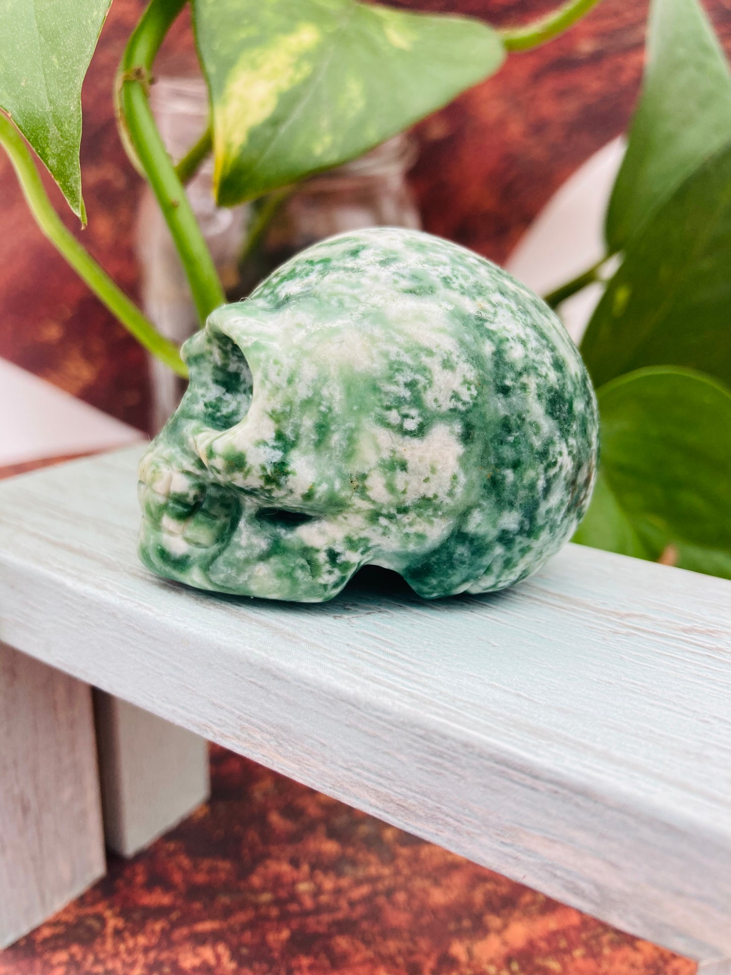 Moss Agate Skull 1