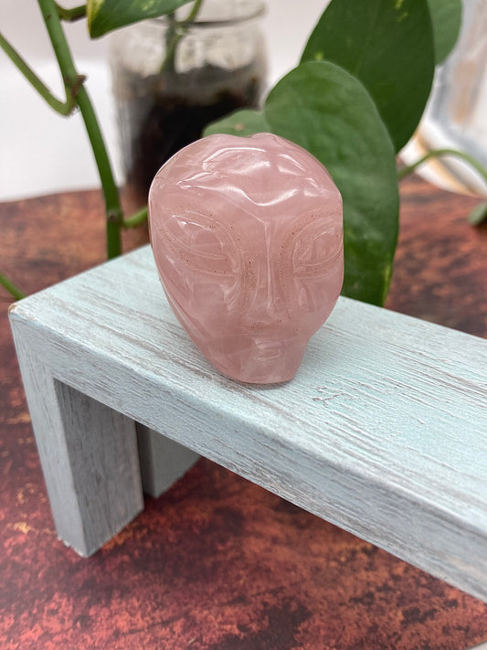 Rose Quartz Alien Skull