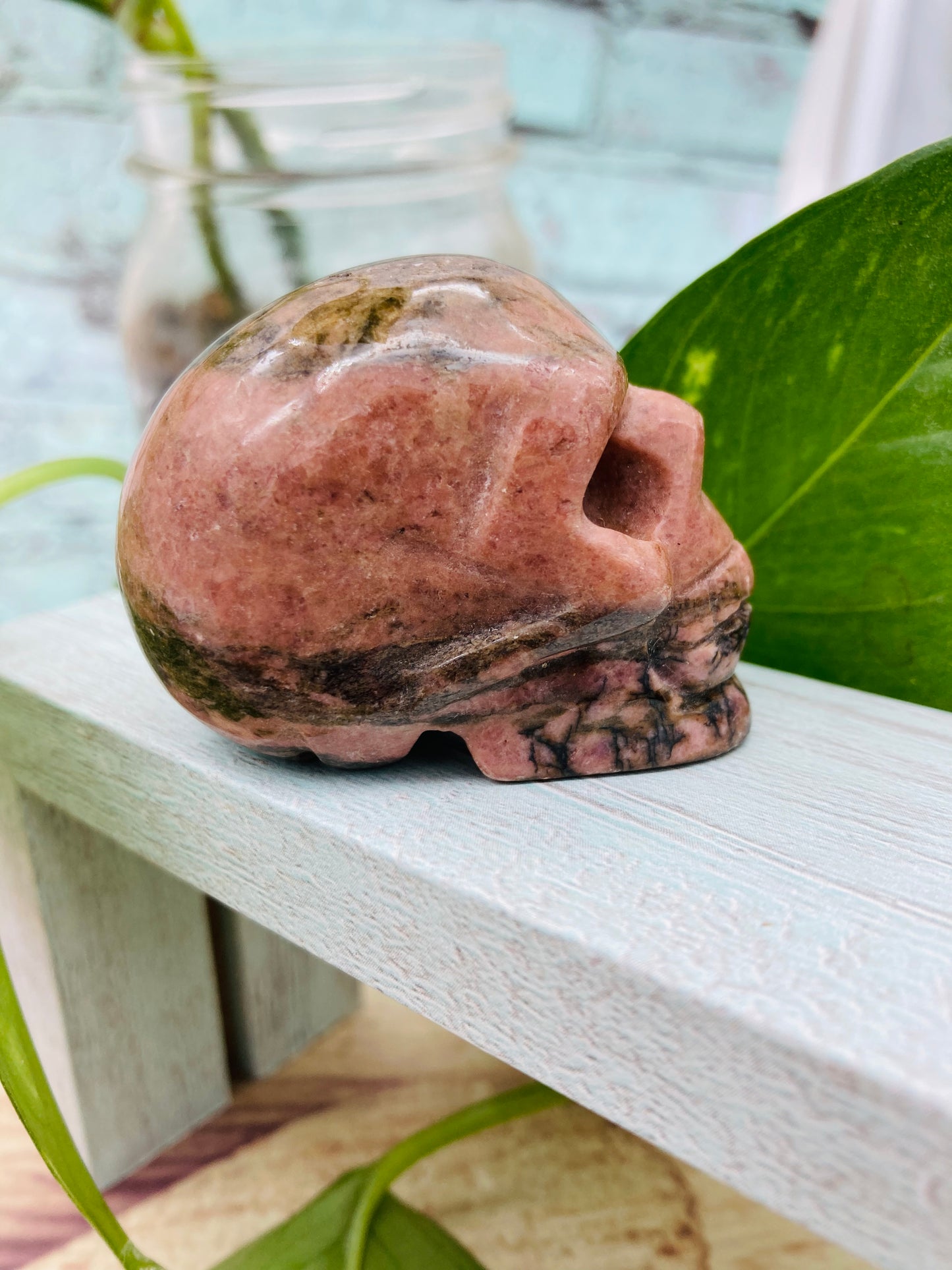 Rhodonite Skull